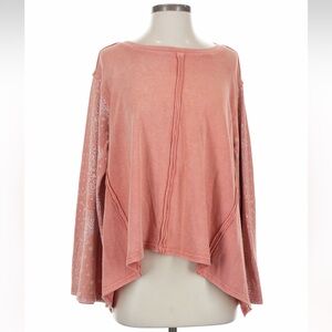 NWOT: Eased Exposed Seams Contrasting Print Flared Long Sleeve Top• Small